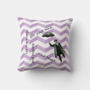 3D Chevrons Inspirational Pillow with Flying Man