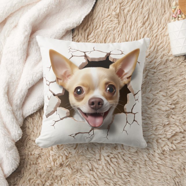 3D Chihuahua Cracked Hole Throw Pillow (Blanket)