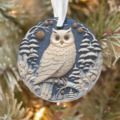 3D Chirstmas Cute White Owl Animal  Ornament