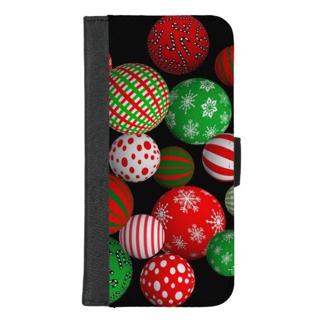 3D Christmas Balls iPhone Wallet Case (Front)