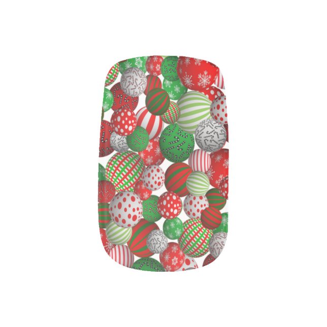 3D Christmas Balls Minx Nail Wraps (Left Thumb)