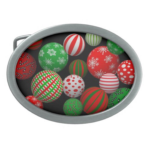 3D Christmas Balls Oval Belt Buckle