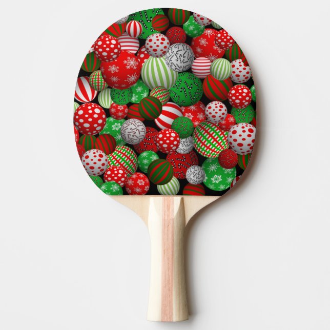 3D Christmas Balls Ping-Pong Paddle (Front)