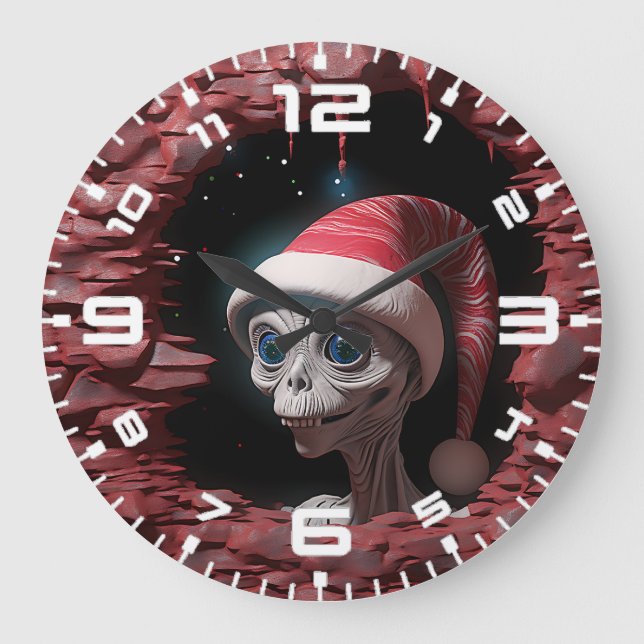 3D Christmas Mars Alien Large Clock (Front)