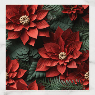3D Christmas Poinsettia Seamless Pattern Envelope Liner