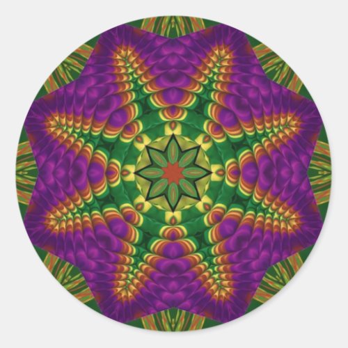 3D  Christmas Yellow Red Purple Green  Classic Round Sticker