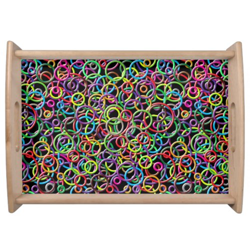 3D Circles on Black Background Serving Tray