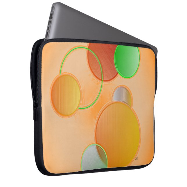 3D Circles (orange) Electronics Bag (Front Right)