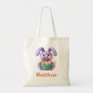 3D Clay Bunny Easter Personalized Tote Bag