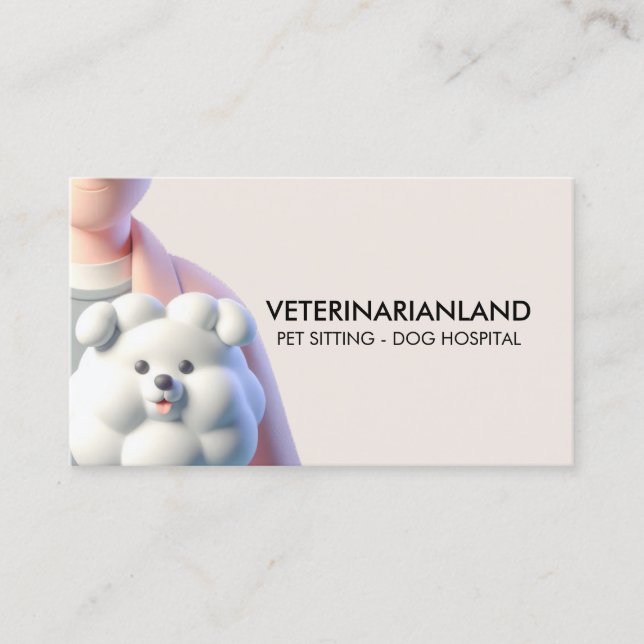 3D Clay Plastic Dog Veterinarian Character Business Card (Front)
