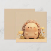 3D Clay Porcupine in Yellow Floral Field Postcard (Front/Back)
