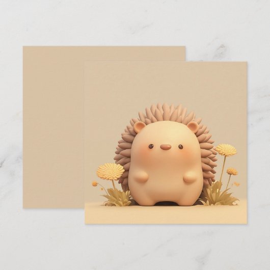 3D Clay Porcupine in Yellow Floral Field Postcard (Front/Back)