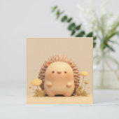 3D Clay Porcupine in Yellow Floral Field Postcard (Standing Front)