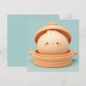 3D Clay Steamed Dumpling in Steamer Pot Postcard (Front/Back)
