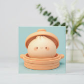 3D Clay Steamed Dumpling in Steamer Pot Postcard (Standing Front)