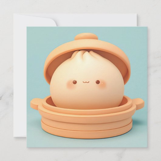 3D Clay Steamed Dumpling in Steamer Pot Postcard (Front)