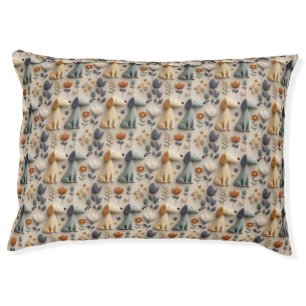 3D clay style seamless pattern with cute dogs Pet Bed
