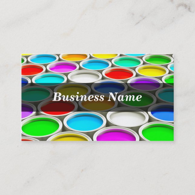 3D Colored Paint Cans (Random) Business Card (Front)