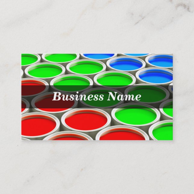3D Colored Paint Cans (RGB) Business Card (Front)