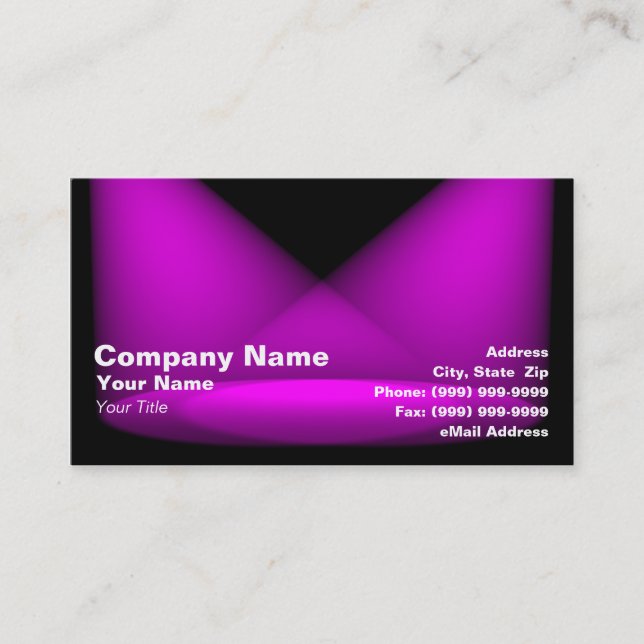 3D Colored Spotlights (Purple) Business Card (Front)