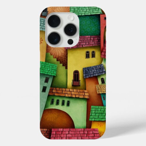 3D Colorful Abstract Houses  _ Unique Art design  iPhone 15 Pro Case