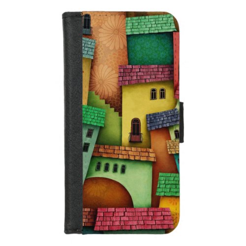 3D Colorful Abstract Houses  _ Unique Art design  iPhone 87 Wallet Case