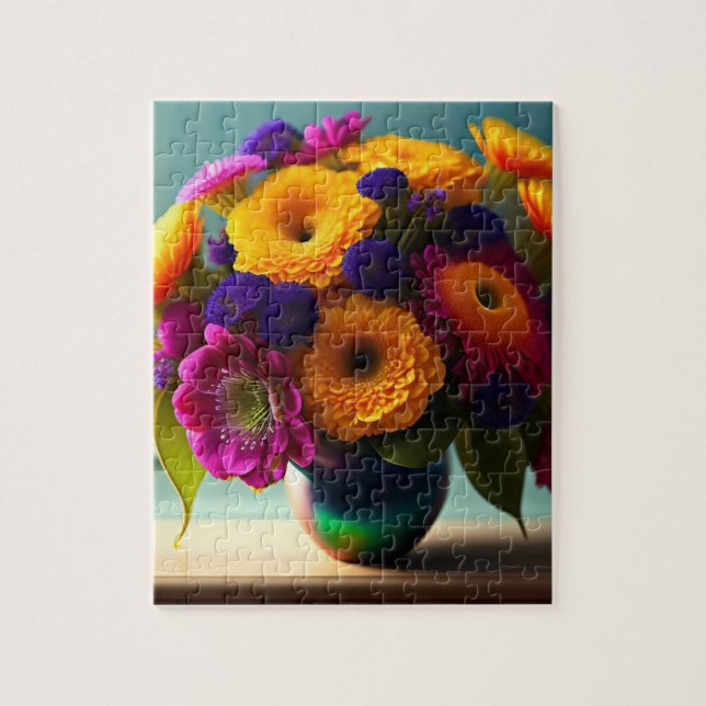 3D Colorful Flowers Jigsaw Puzzle (Vertical)