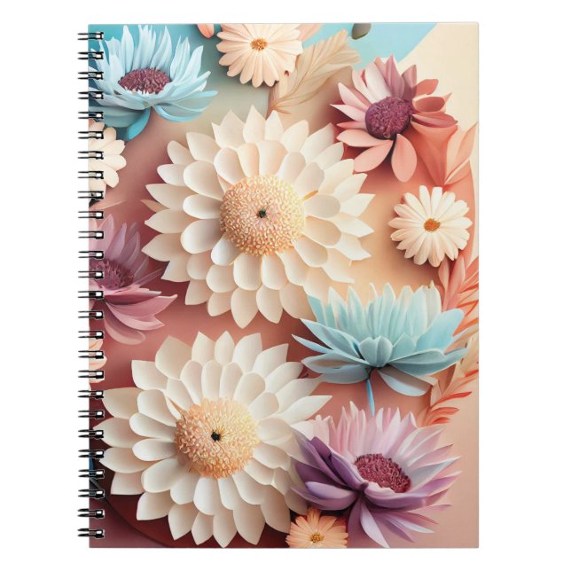 3D Colorful Flowers  Notebook (Front)