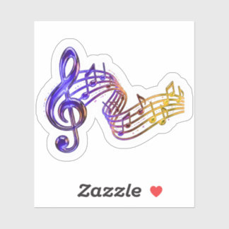 3D Colorful Glass Musical Notes & Treble Clef Sticker