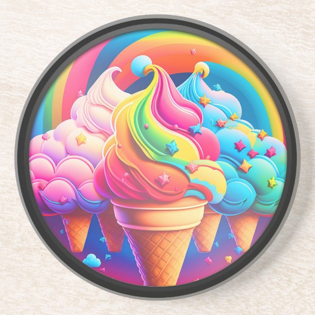 3D Colorful Ice Cream Cones Coaster (Front)