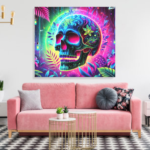 3D Colorful Skull Canvas Print