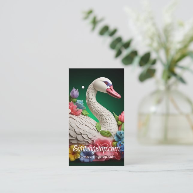 3D Colorful Swan Pattern Earring Cards (Standing Front)