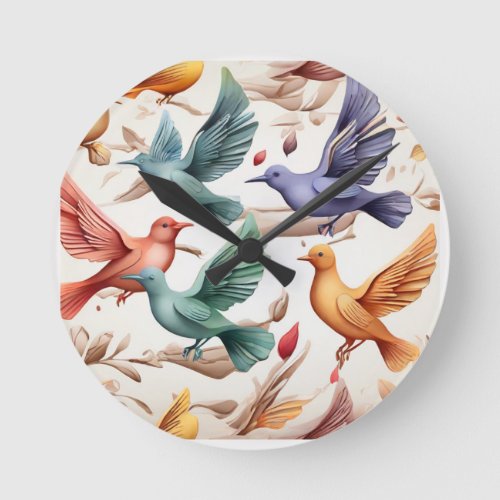 3D Colorful Watercolor Pattern Round Clock