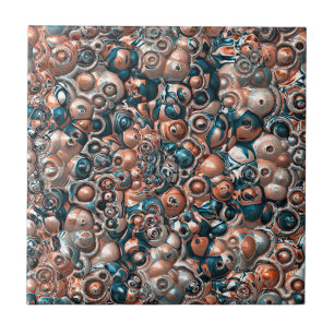 3D Copper And Blue Abstract Ceramic Tile