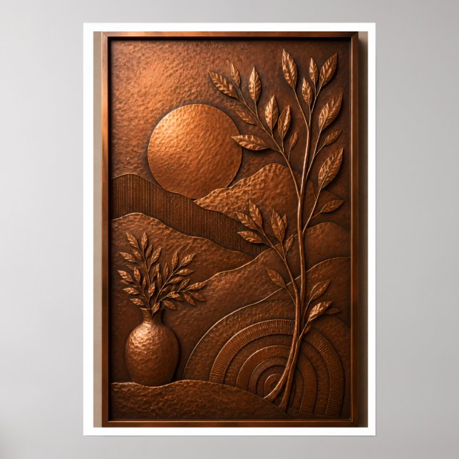 3D Copper Metal Tree Wall Art Poster (Front)