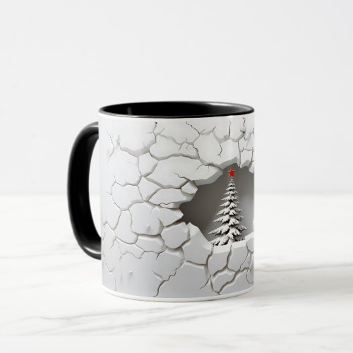 3D Cracked Snow Christmas Tree Mug