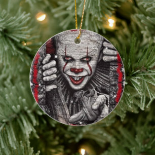 3D Creepy Clown Christmas Ceramic Ornament