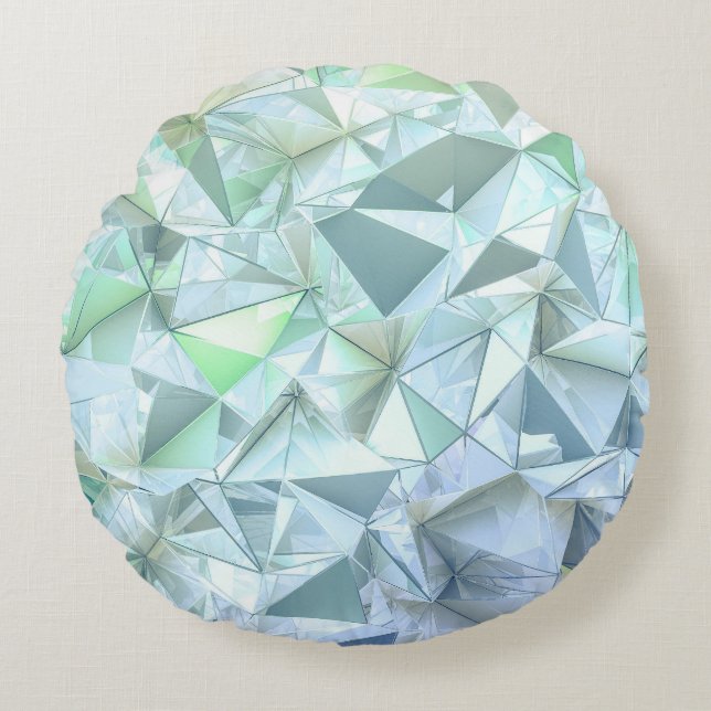 3D crystal triangle, illustrative rendering. Round Pillow (Front)
