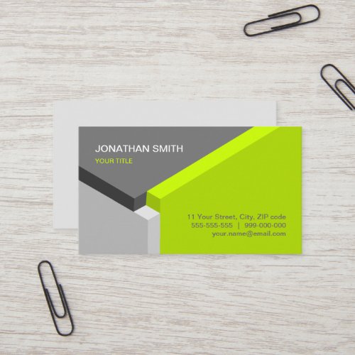 3D Cube Lime / Grey business card