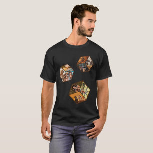 3D cube in room, 9 photo collage in 3D T-Shirt