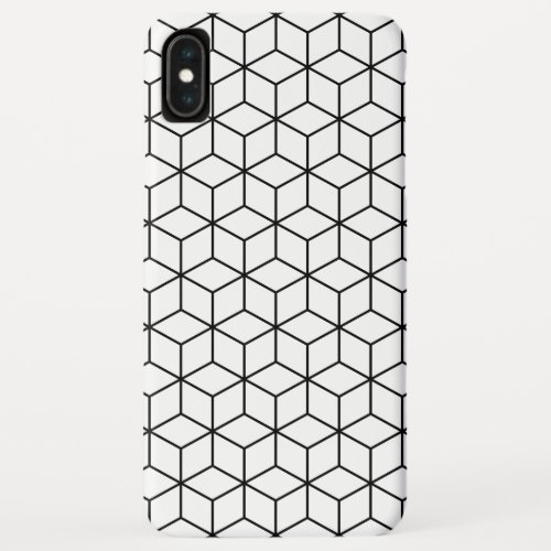 3D Cubes Geometric Black Line on White Pattern iPhone XS Max Case