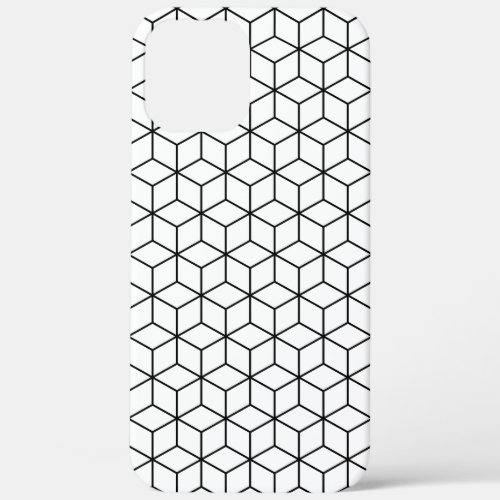 3D Cubes Geometric Black Line on White Pattern iPhone 12 Pro Max Case