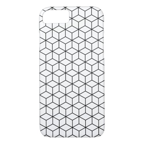 3D Cubes Geometric Black Line on White Pattern iPhone 87 Case