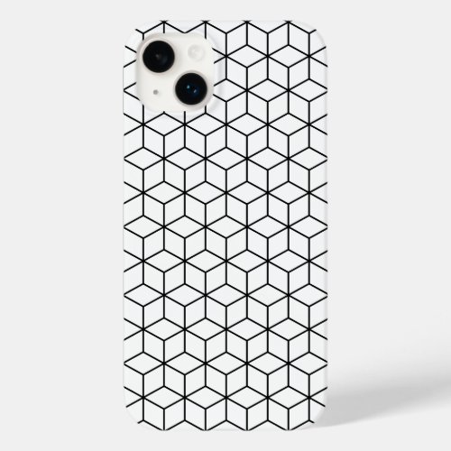 3D Cubes Geometric Black Line on White Pattern Case_Mate iPhone 14 Plus Case