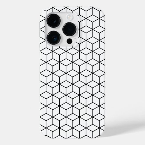 3D Cubes Geometric Black Line on White Pattern Case_Mate iPhone 14 Pro Case