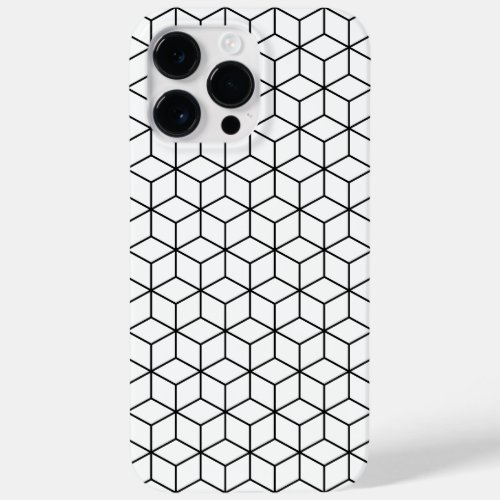 3D Cubes Geometric Black Line on White Pattern Case_Mate iPhone 14 Pro Max Case