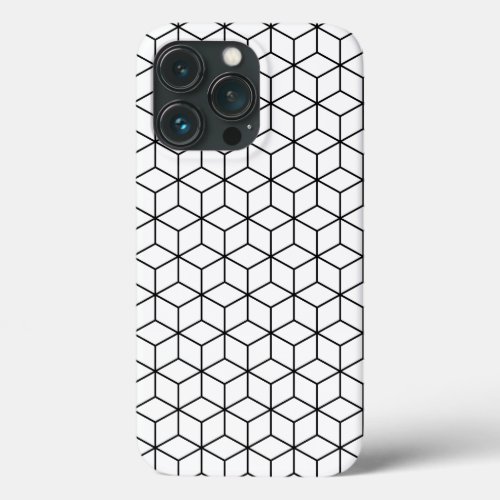 3D Cubes Geometric Black Line on White Pattern iPhone 13 Pro Case