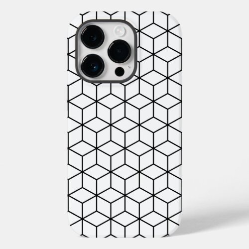 3D Cubes Geometric Black Line on White Pattern Case_Mate iPhone 14 Pro Case