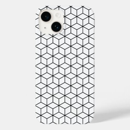 3D Cubes Geometric Black Line on White Pattern Case_Mate iPhone 14 Case