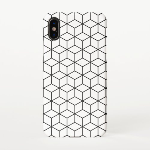 3D Cubes Geometric Black Line on White Pattern iPhone X Case